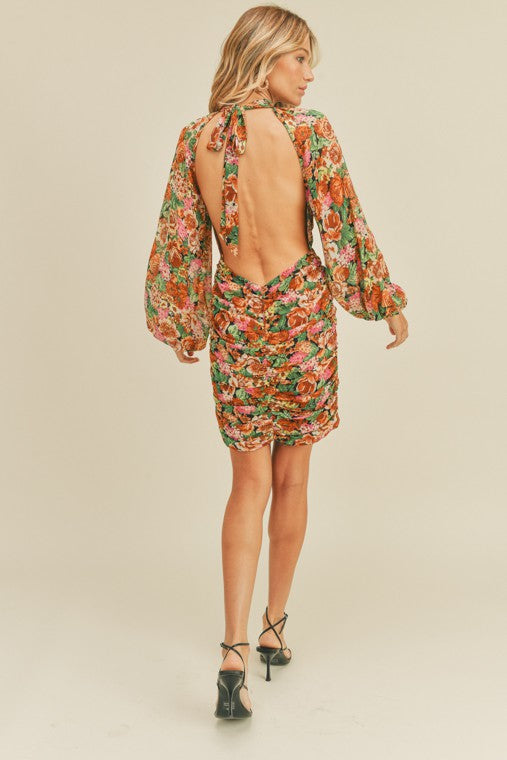 Open Back Floral Dress