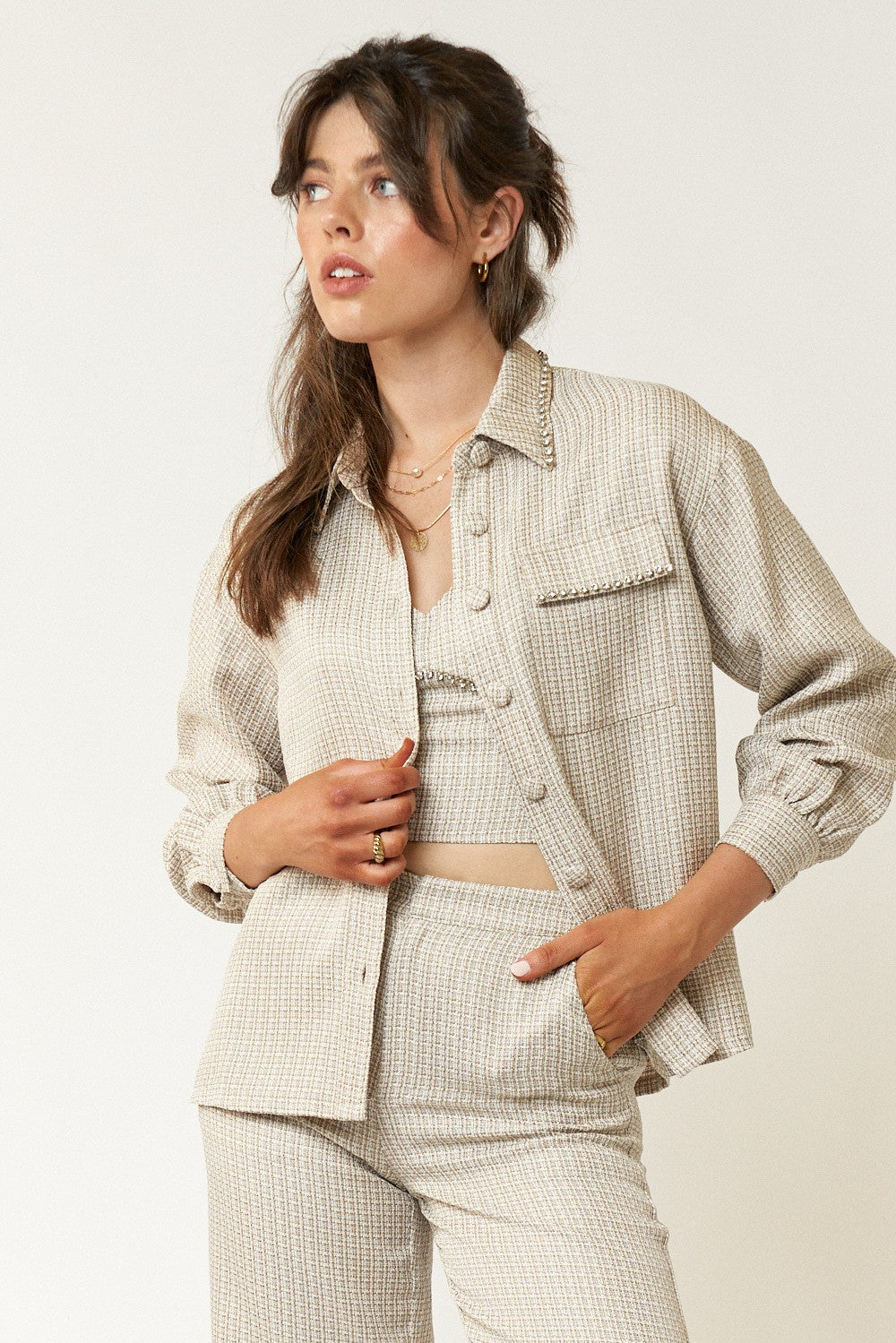 Rhinestone Tweed Jacket Set