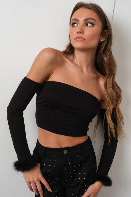 Felicia Feather Crop Top