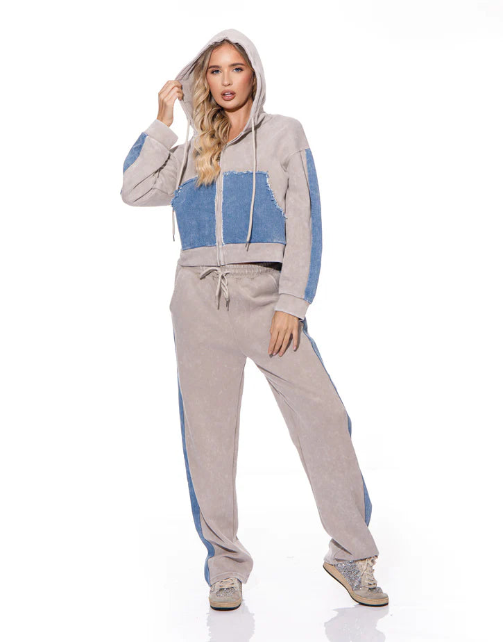 Rihanna Denim Contrast Sweatsuit (PREORDER 11/15)