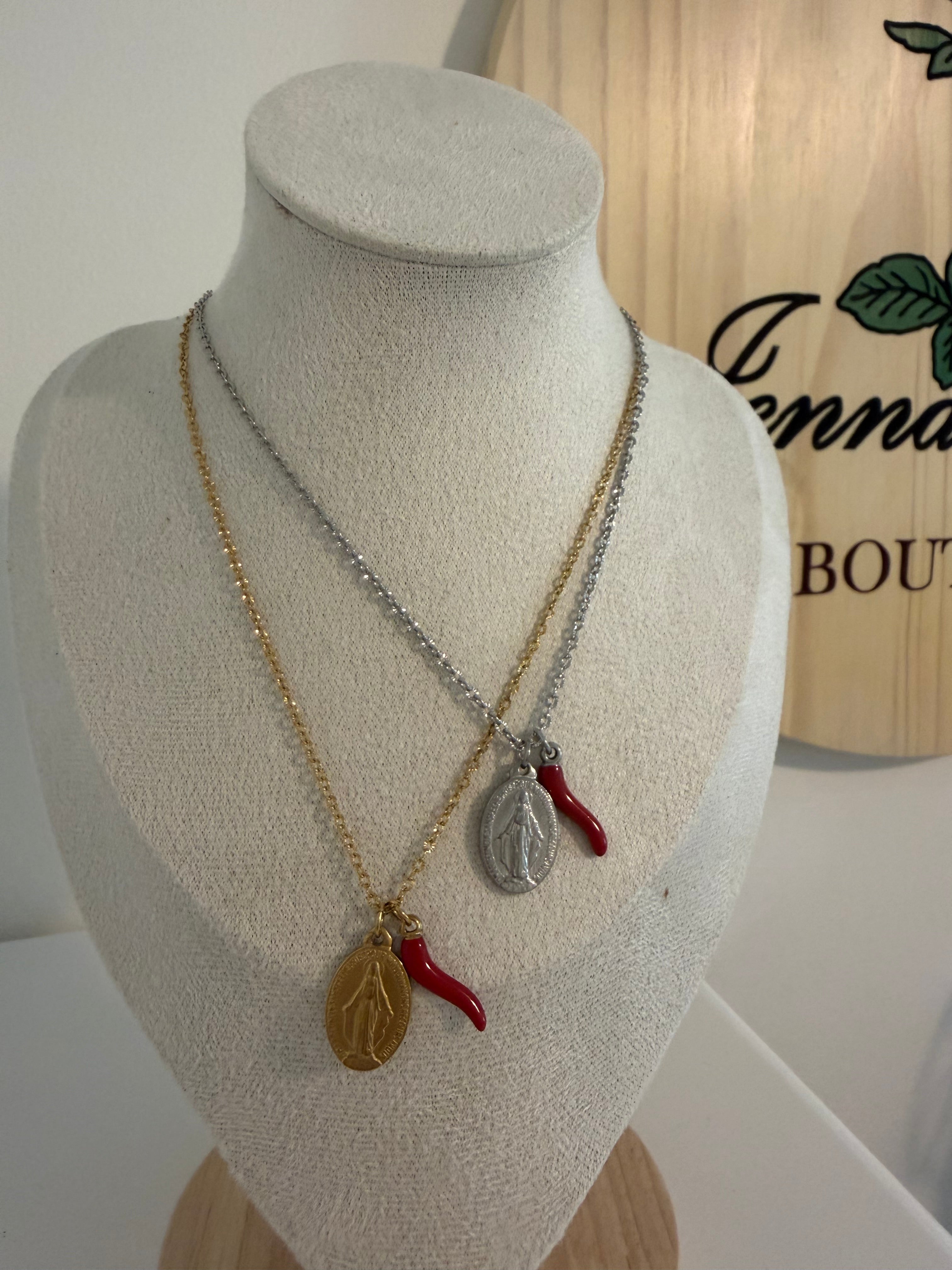 Saint & Red Horn Necklace