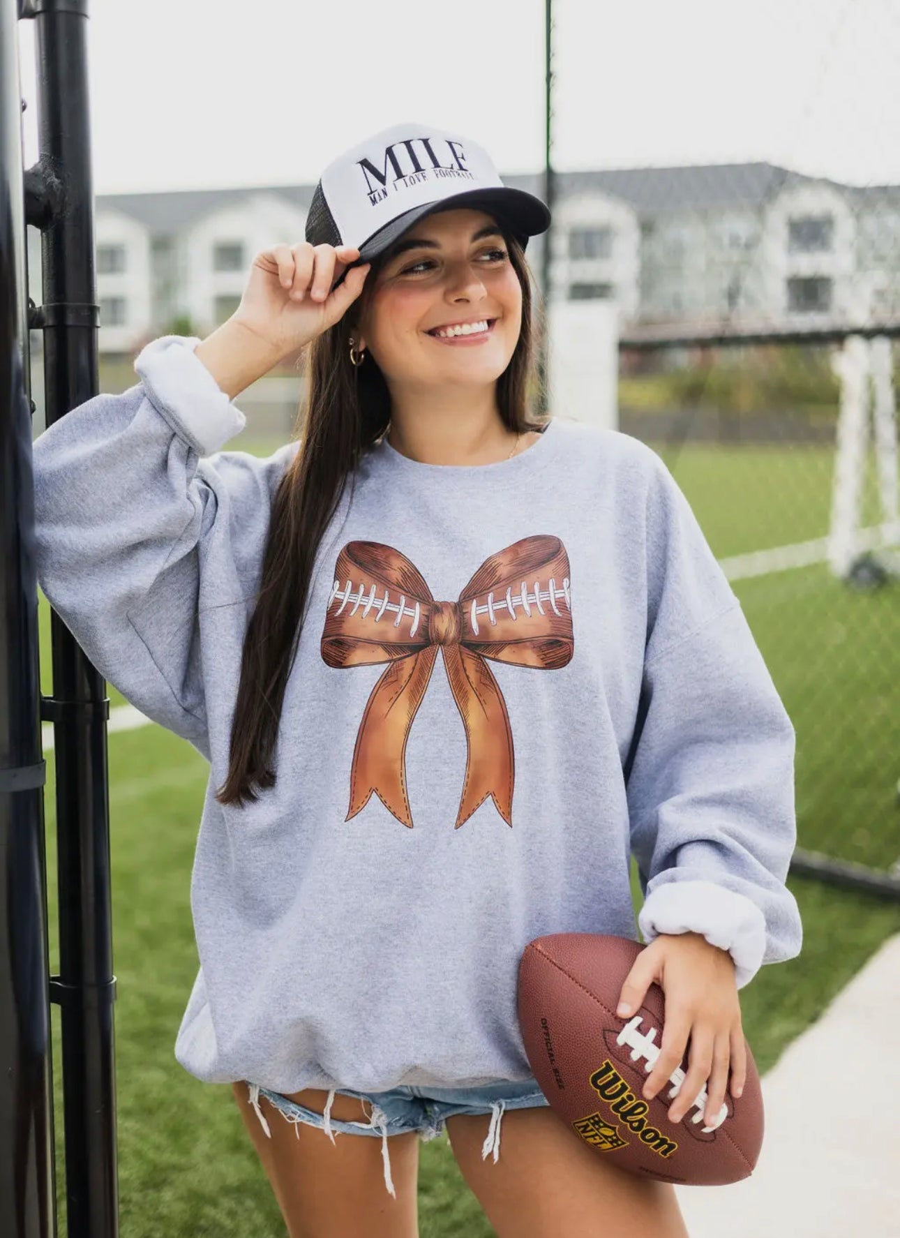 Football Bow Sweatshirt