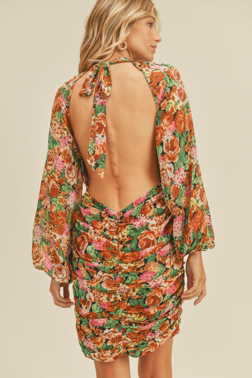 Open Back Floral Dress