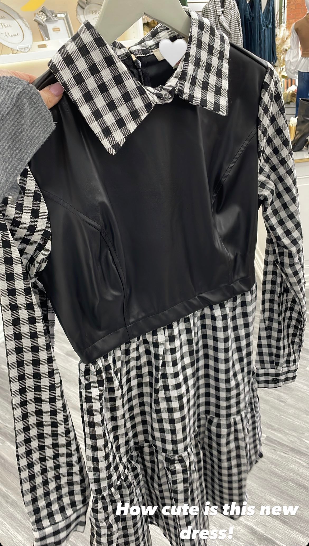 Plaid Leather Contrast Dress