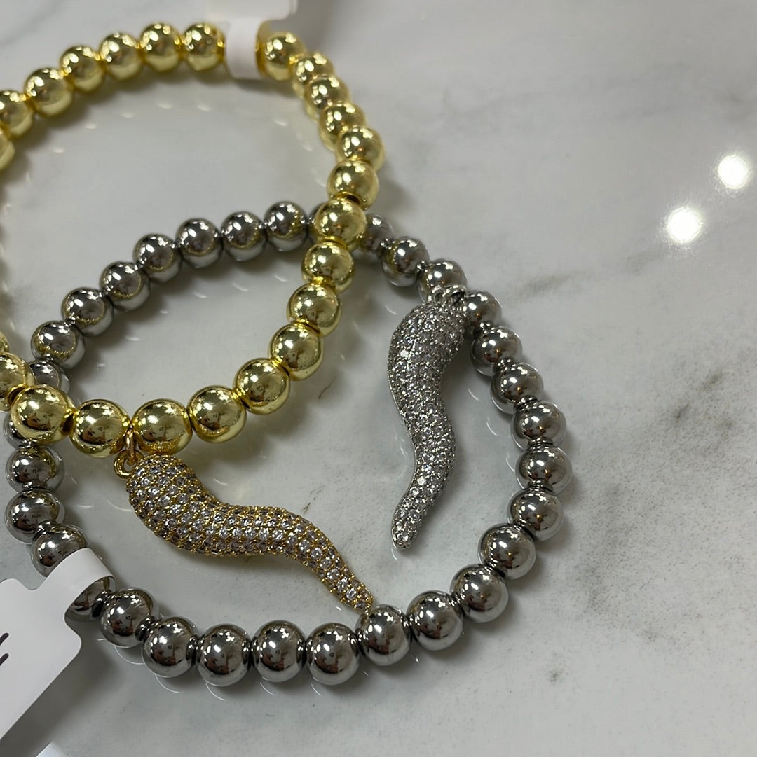 Rhinestone Italian Horn Bracelet